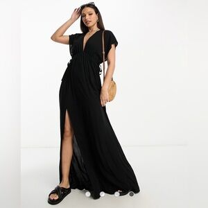 ASOS DESIGN Tall flutter sleeve maxi beach dress